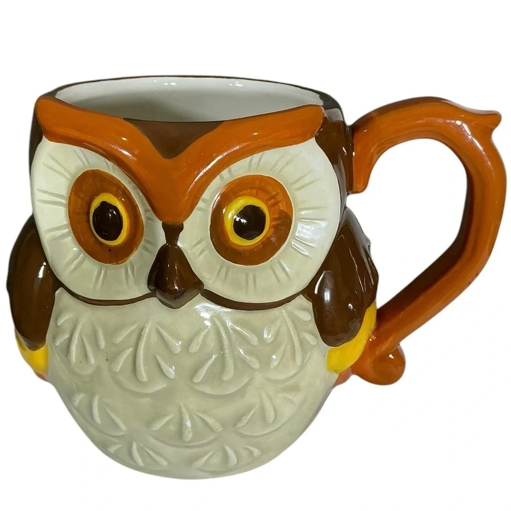 Owl Mug Vintage Heritage Collection Glazed Ceramic Collectible 2 Cup Capacity